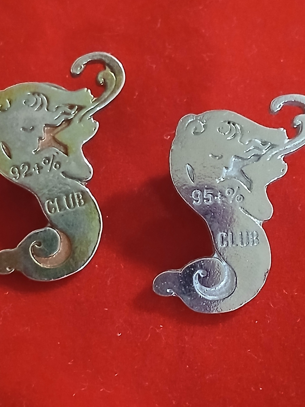 Starbucks Vintage 92+% & 95+% Club Lapel Pins Lot Of 2